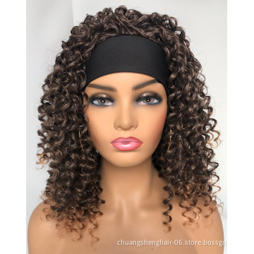 Hot selling High quality Acceptable customization colors  kinky curly attached wigs synthetic for black women headband wig